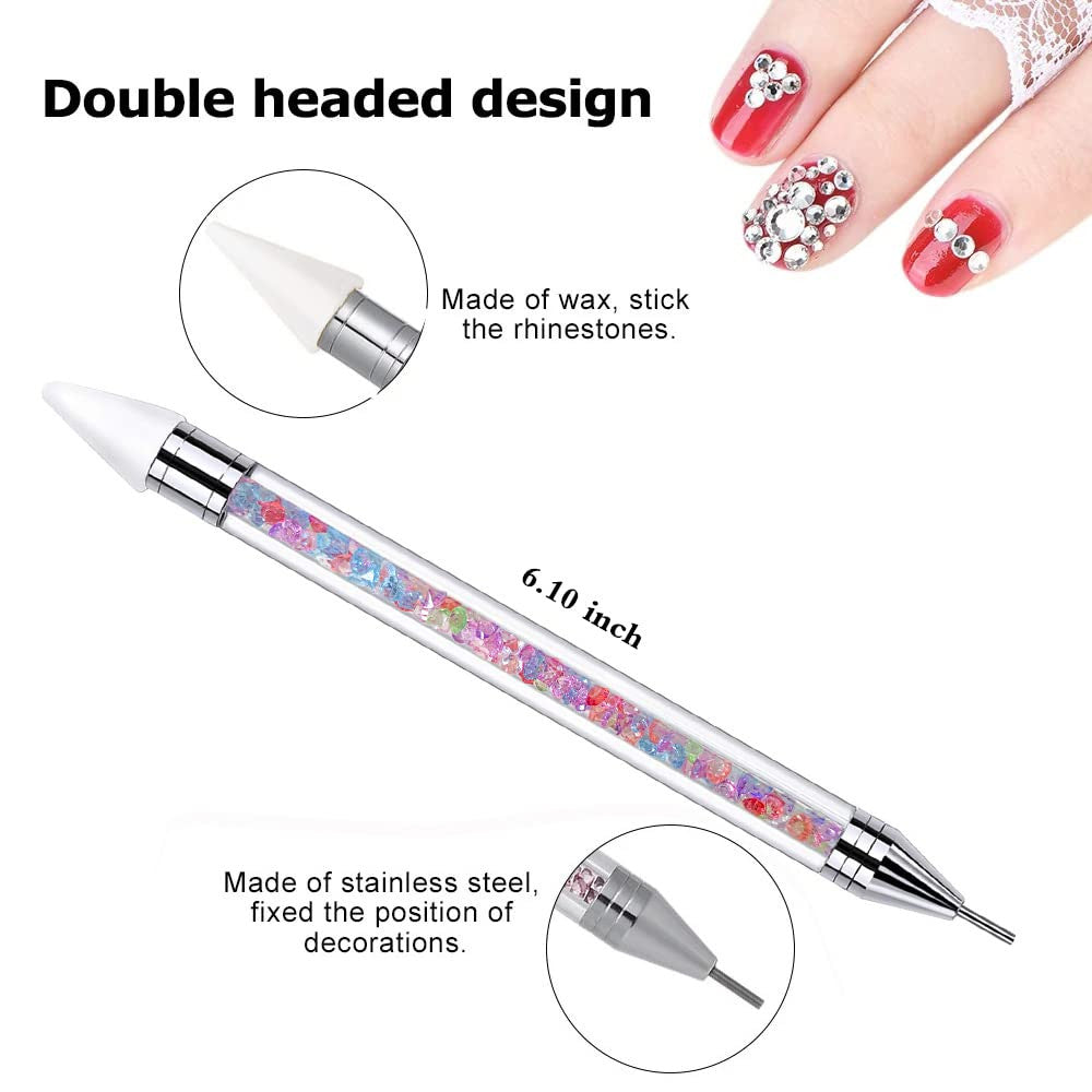 Dual-Ended Nail Rhinestone Picker Tool with Extra Wax Heads for Nail Art