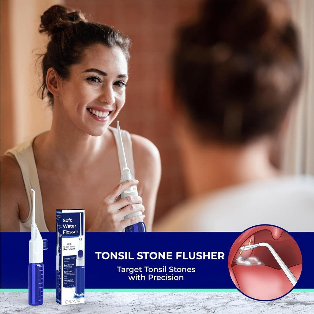 Gentle Oral Irrigator for Sensitive Teeth & Tonsil Stone Removal - Water Flosser