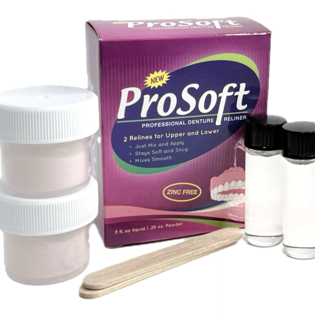Denture Reline Kit 2-Pack Soft, Zinc-Free for Loose Dentures - Easy DIY