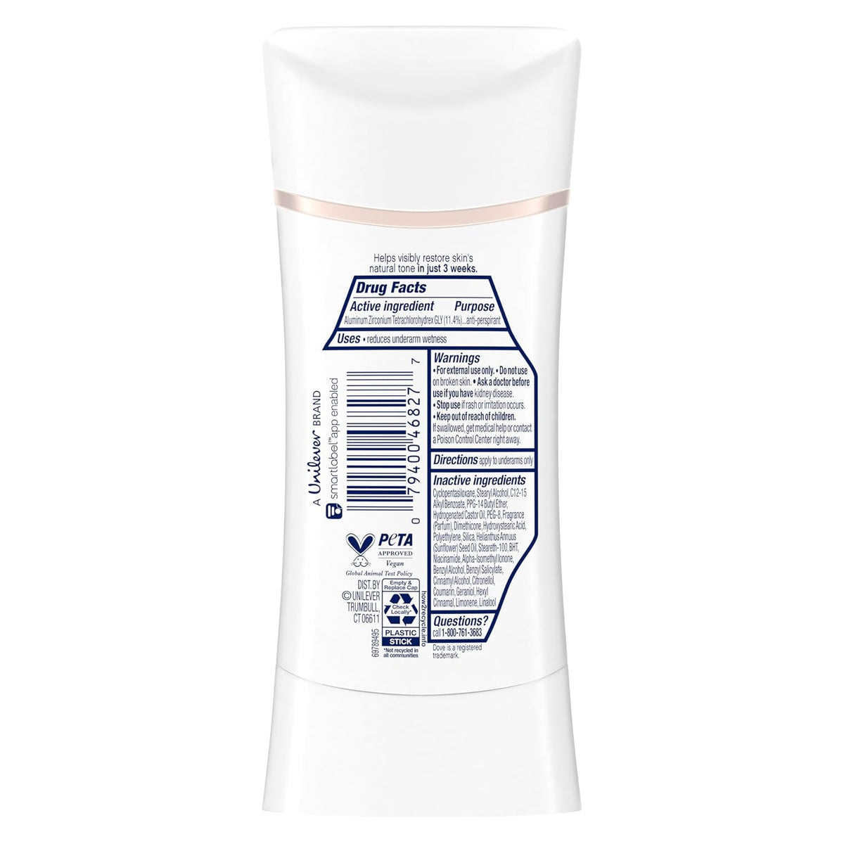 Dove Antiperspirant Deodorant Stick Peach Blossom & Rice Milk 3 Pack