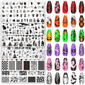 Halloween Nail Stamping Plates Set - Pumpkin Ghost Bat Witch Templates