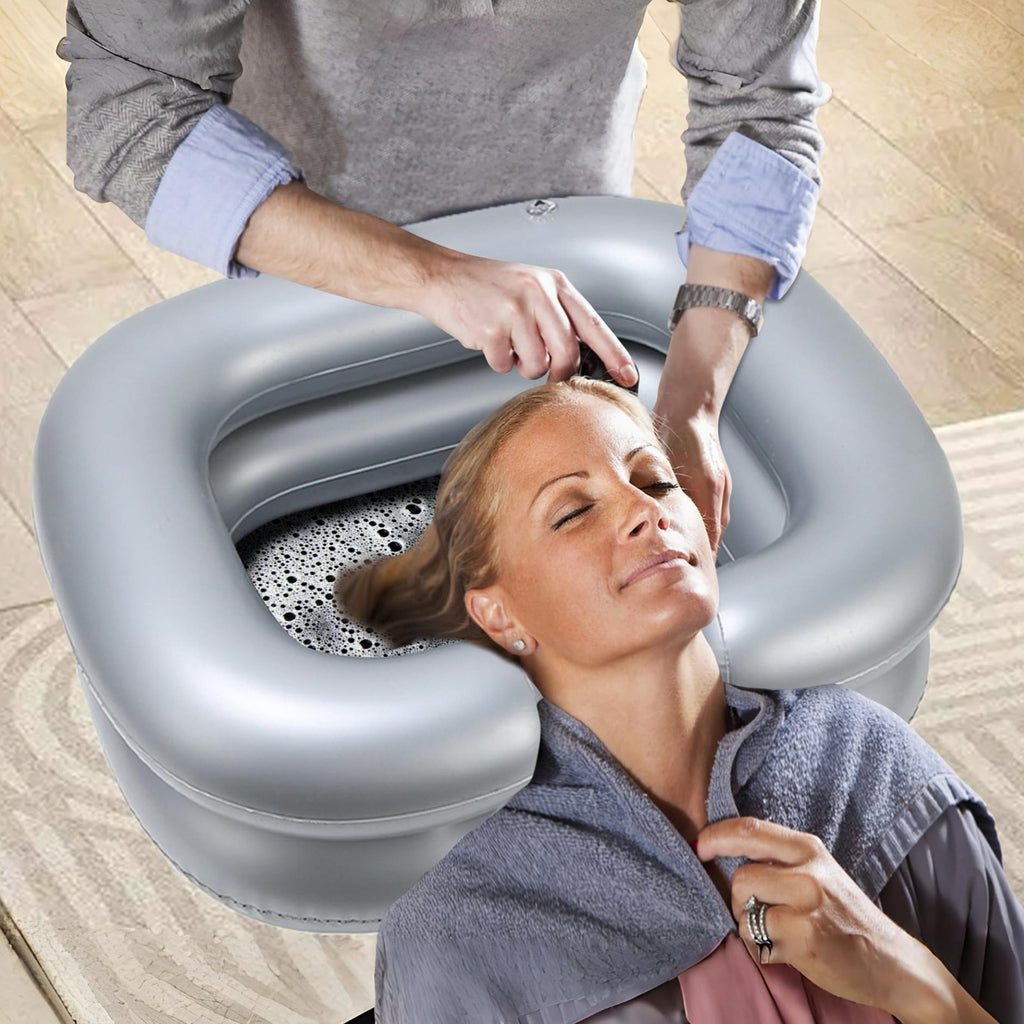 Inflatable Hair Wash Basin for Bedridden & Elderly Care, Portable Shampoo Bowl
