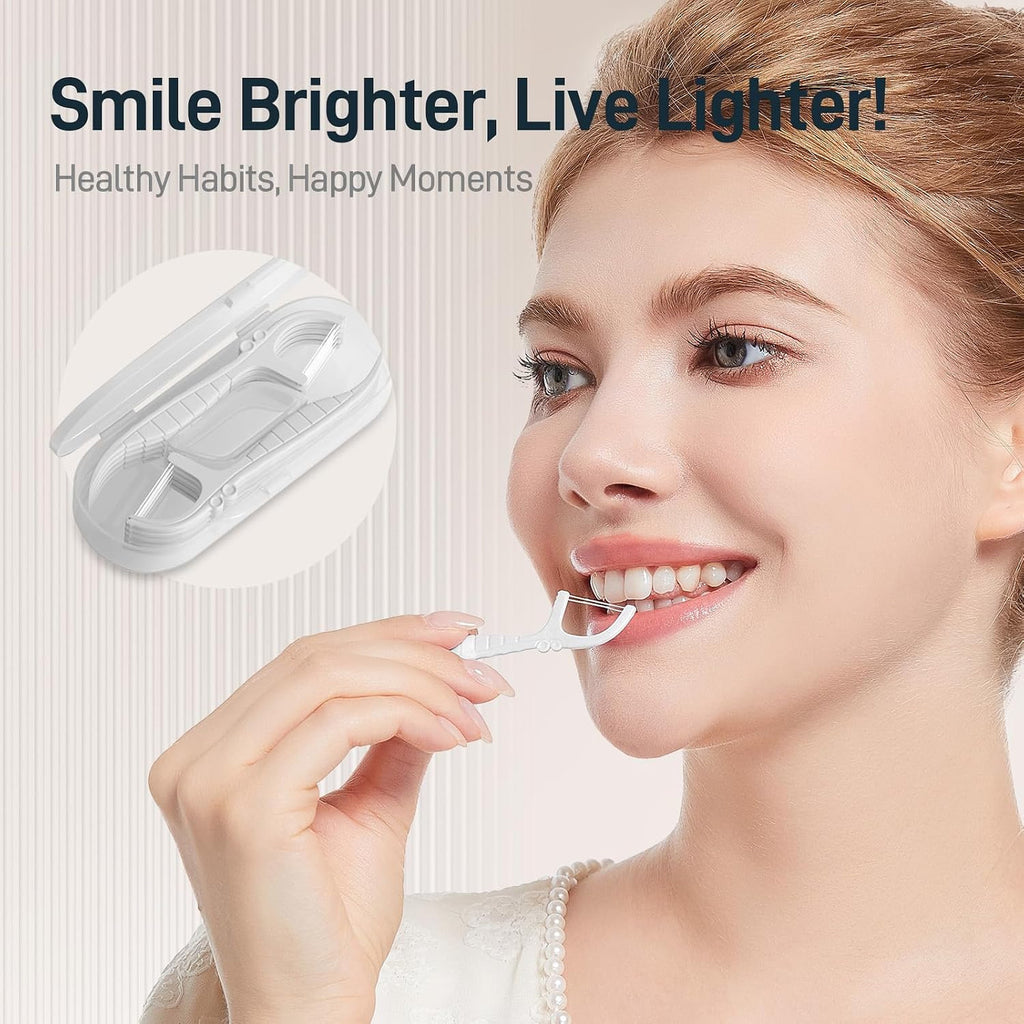 Portable Dental Floss Picks Holder Travel Case 6 Pack for Oral Care