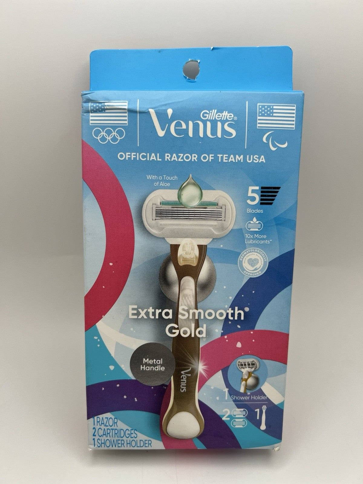Venus Extra Smooth Gold Women's Razor with Metal Handle + 2 Cartridges & Shower Holder
