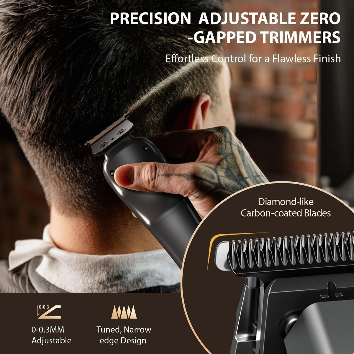 Cordless Hair Clipper & Trimmer Set with Titanium Blades, Adjustable Speed
