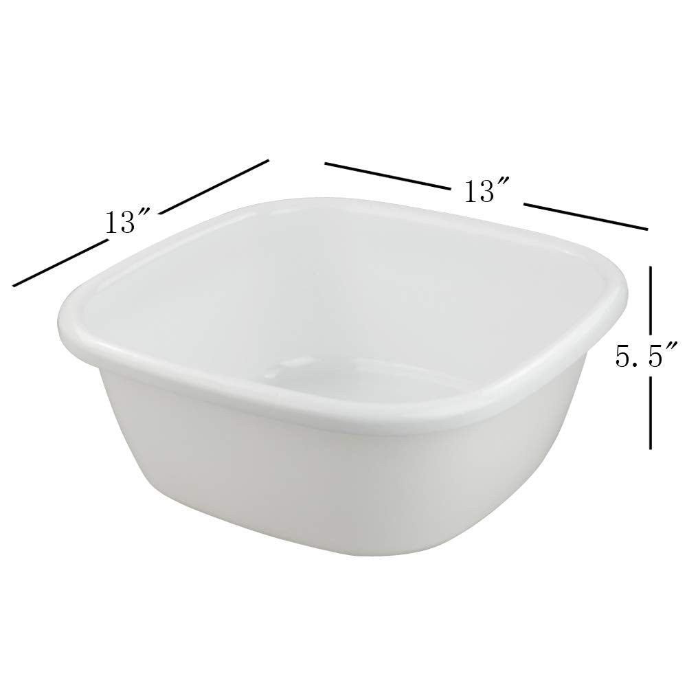 4 Pack 12 Quart Plastic Wash Basins - Dish Washing Tubs, White Kitchen Utility Buckets