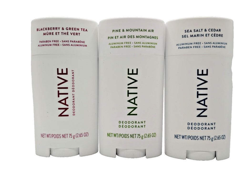 3 Pack Natural Deodorant Set with 3 Scents – Blackberry & Green Tea, Sea Salt & Cedar, Pine & Mountain Air