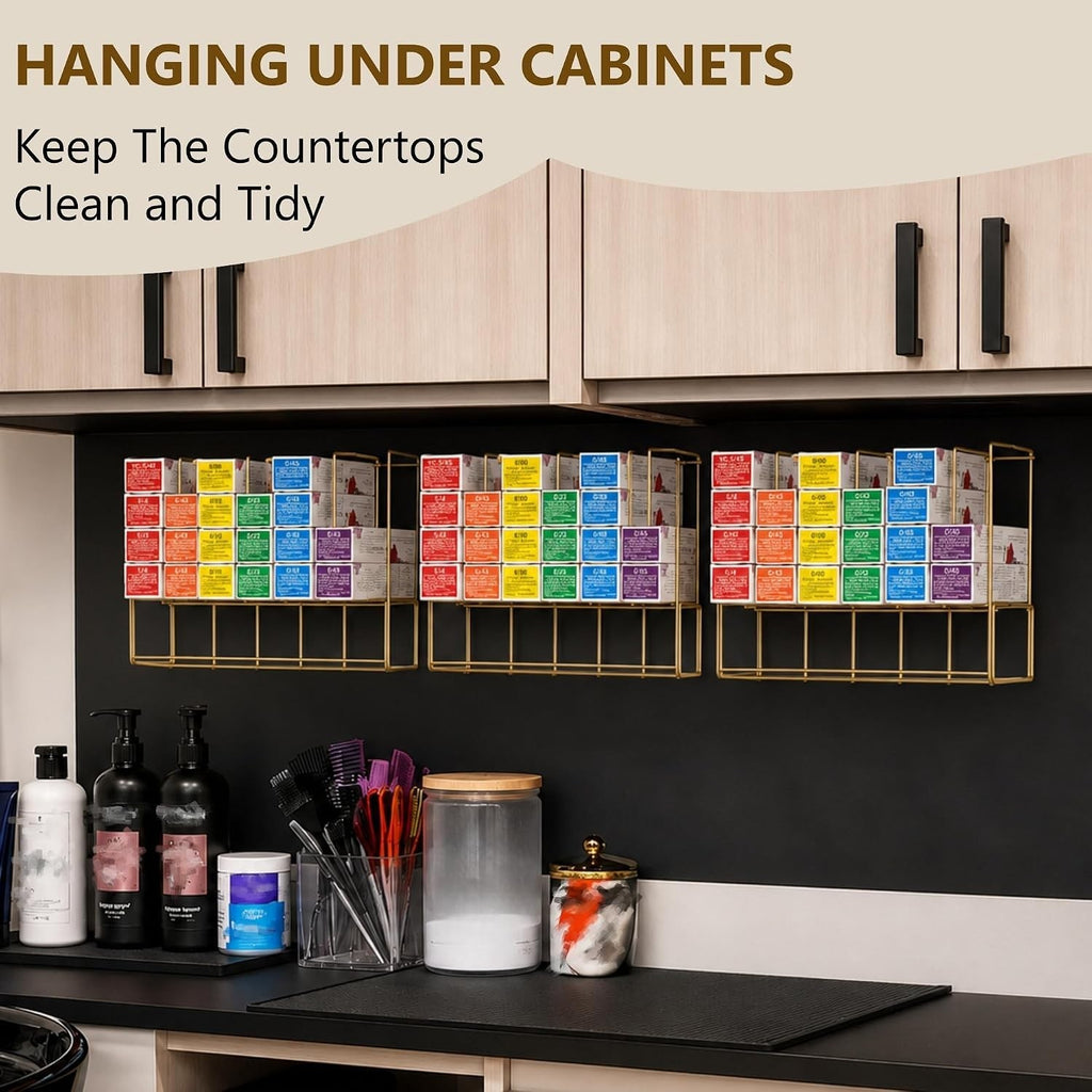 Wall Mounted Hair Color Storage Racks - Metal Organizers for Salon & Home