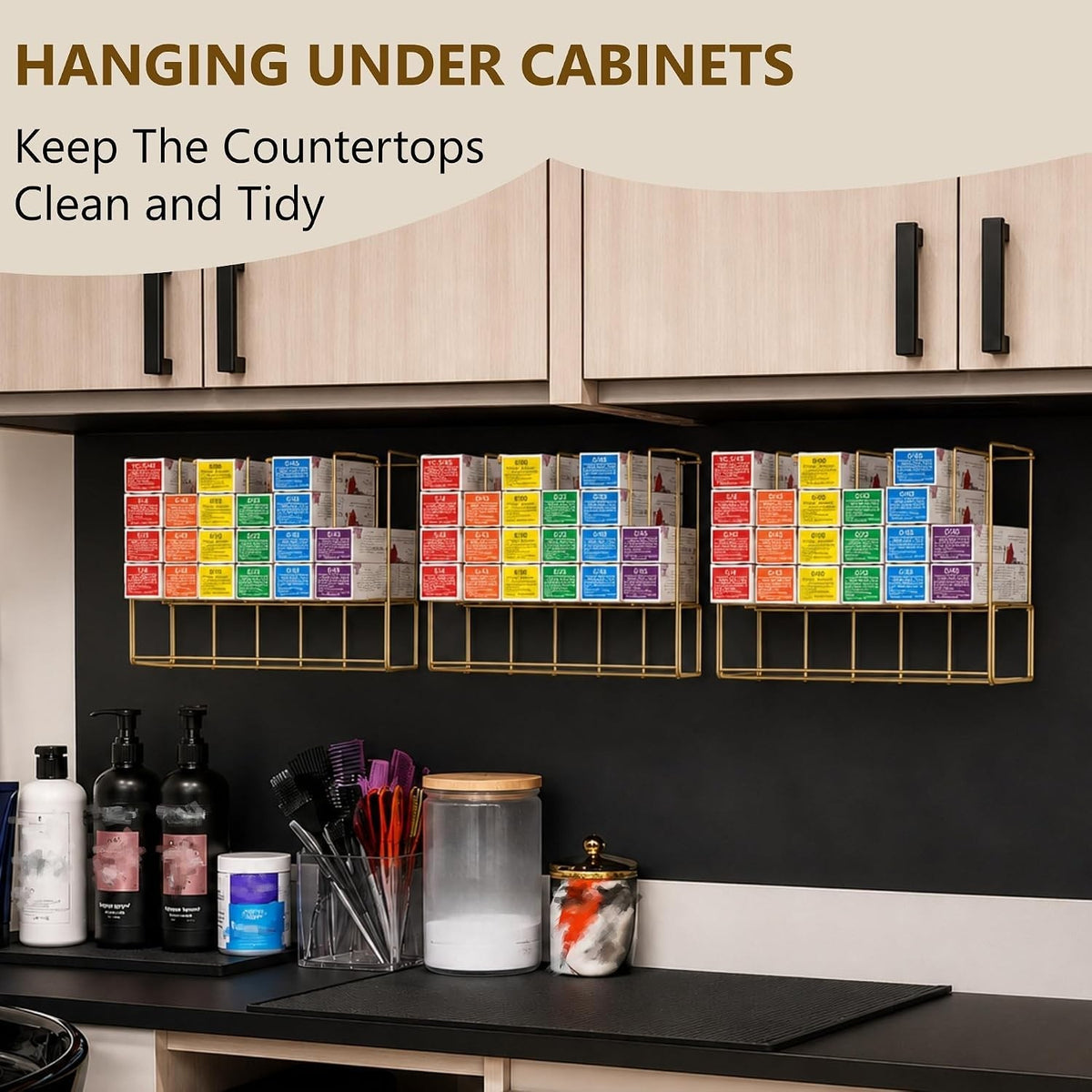 Wall Mounted Hair Color Storage Racks - Metal Organizers for Salon & Home