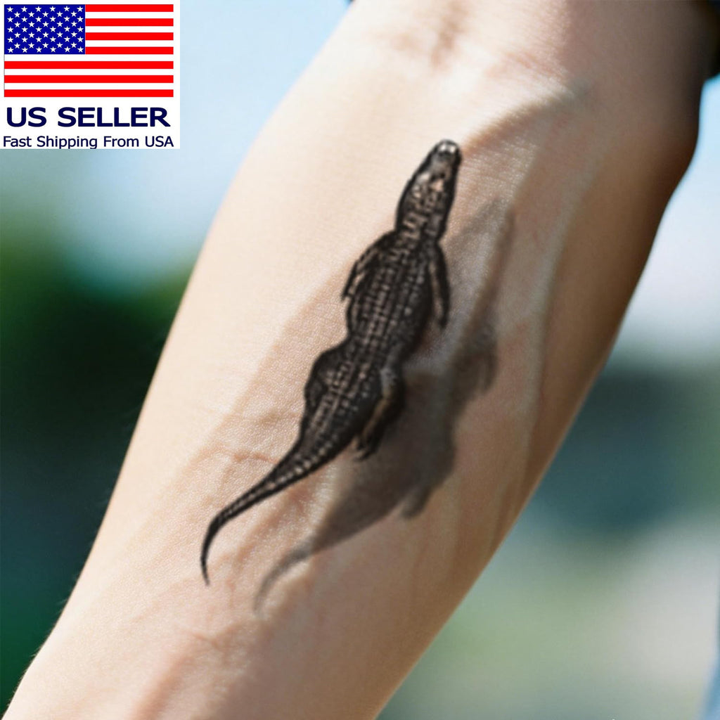 Semi Permanent Tattoo Kit – 2 Realistic Gator Tattoos, Water-Resistant & Skin-Friendly