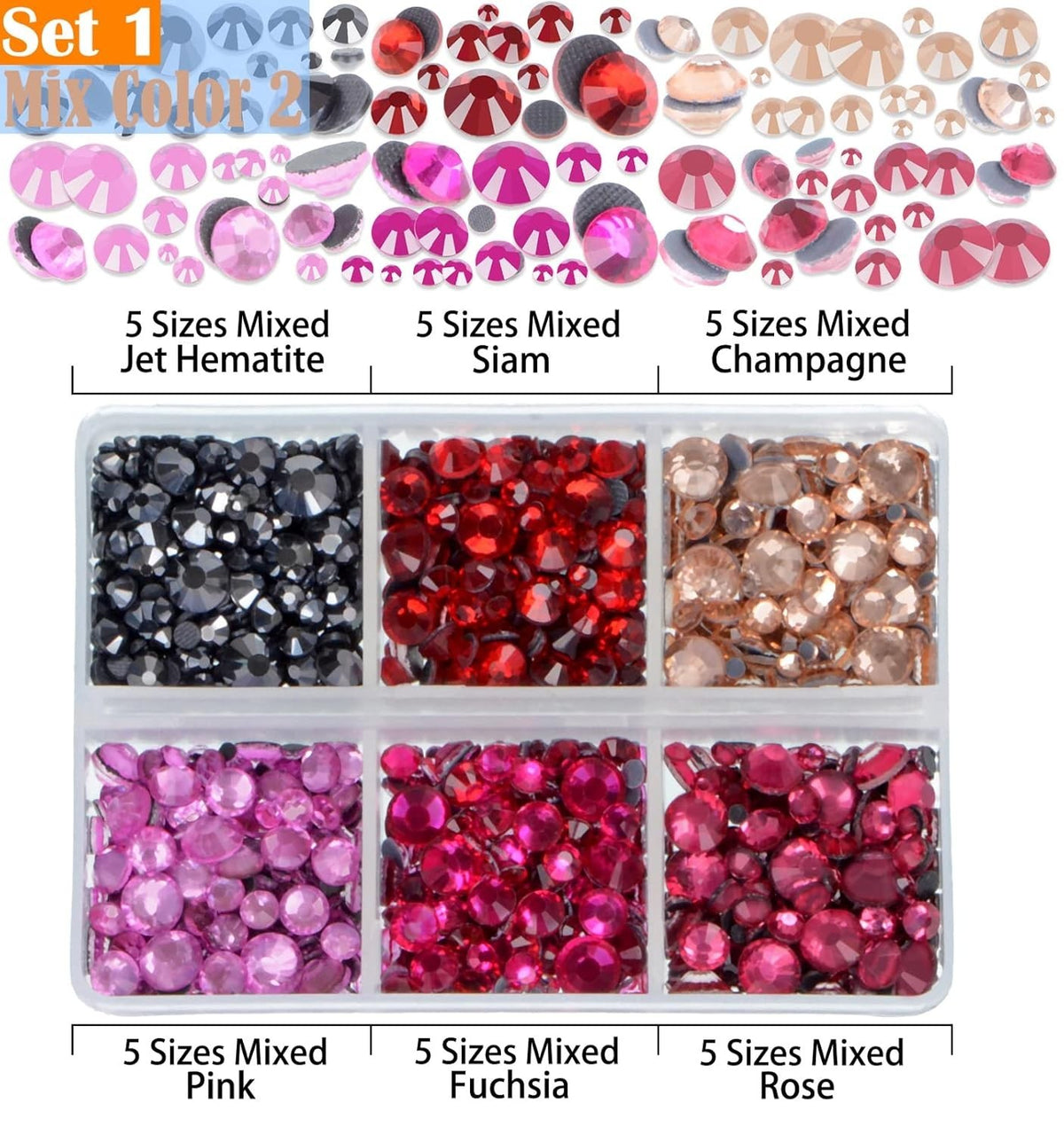 10,000PCS Hotfix Rhinestones Craft Kit with 24 Colors & 5 Sizes for DIY Jewelry & Clothing