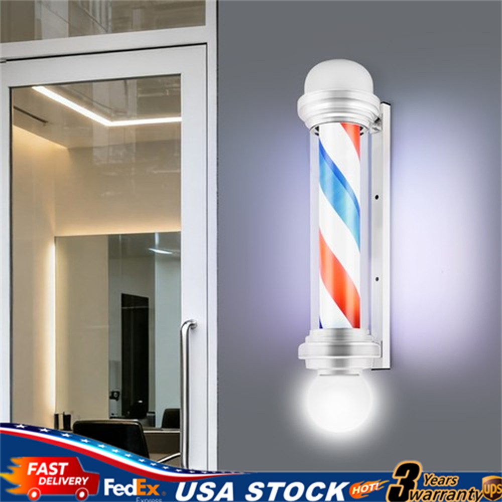 Outdoor Barber Pole Light with Rotating LED Stripes for Hair Salon Signage