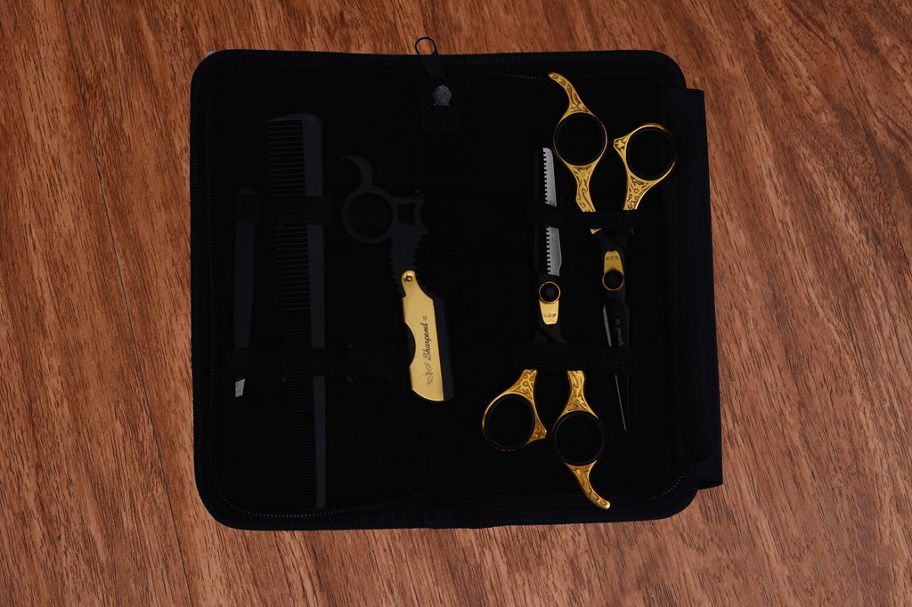 Professional Hair Cutting Shears 6.5 Inch Barber Scissors with Razor & Thinning Set
