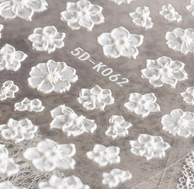 White Flower Nail Art Sticker Decals for Wedding & Bridal Nails