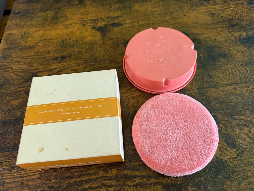 Vintage Avon Beauty Dust Powder Refill with Powder Puff - Unforgettable Finish