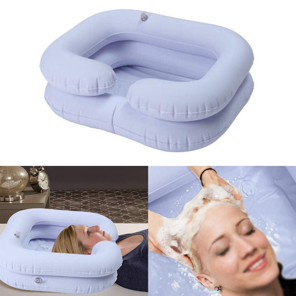 Inflatable Portable Hair Washing Basin with 2 Chambers for Elderly & Camping