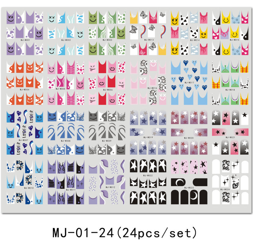 Moon Star Heart Nail Art Stickers - Waterproof Non-Toxic 8 Sheets