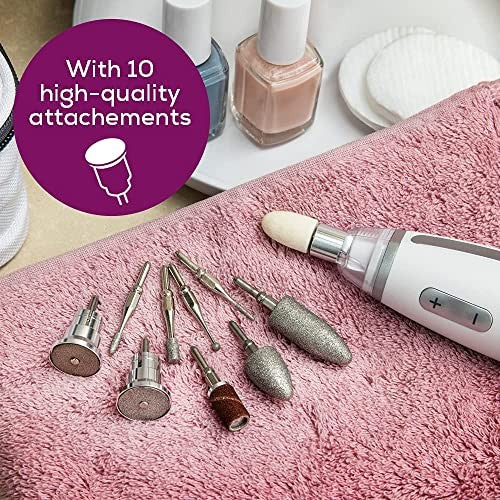 Professional Nail Drill Kit with 10 Attachments, Portable Electric File for Acrylic & Gel Nails