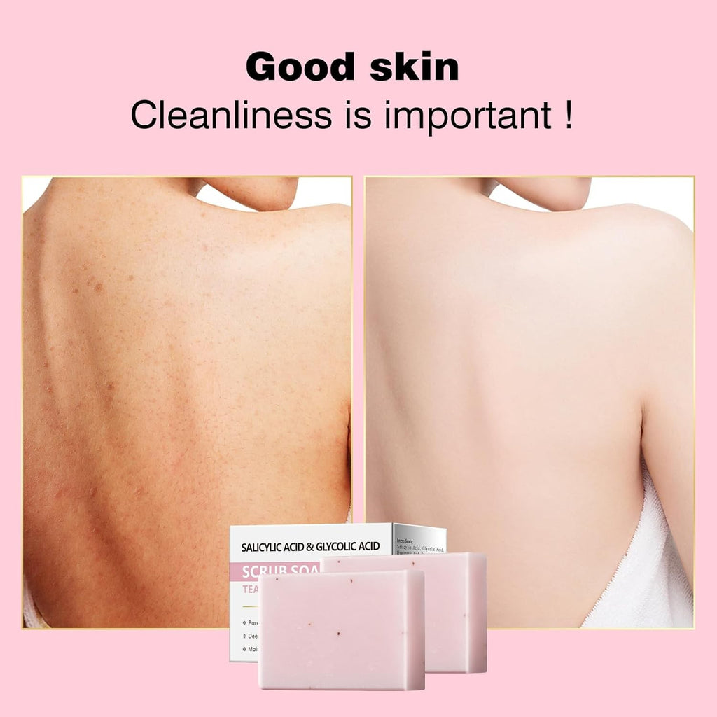 Salicylic Acid Facial & Body Exfoliating Soap Bar with Glycolic & Tea Tree