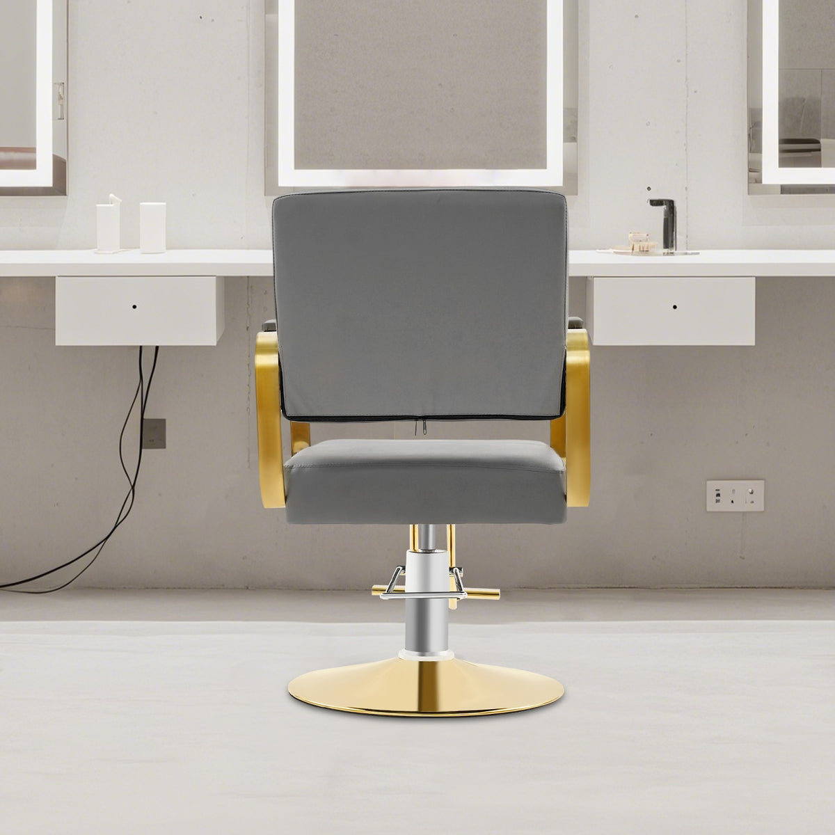 Adjustable Salon Barber Chair with 360° Rotation and Modern Design