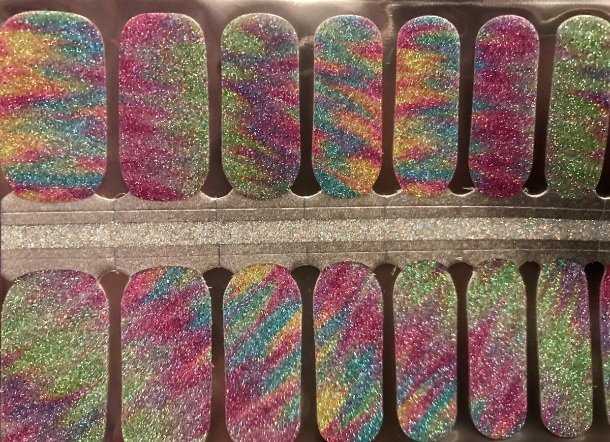 Color Nail Polish Strips Glitter Candied Bliss 16 Count - Easy Nail Art