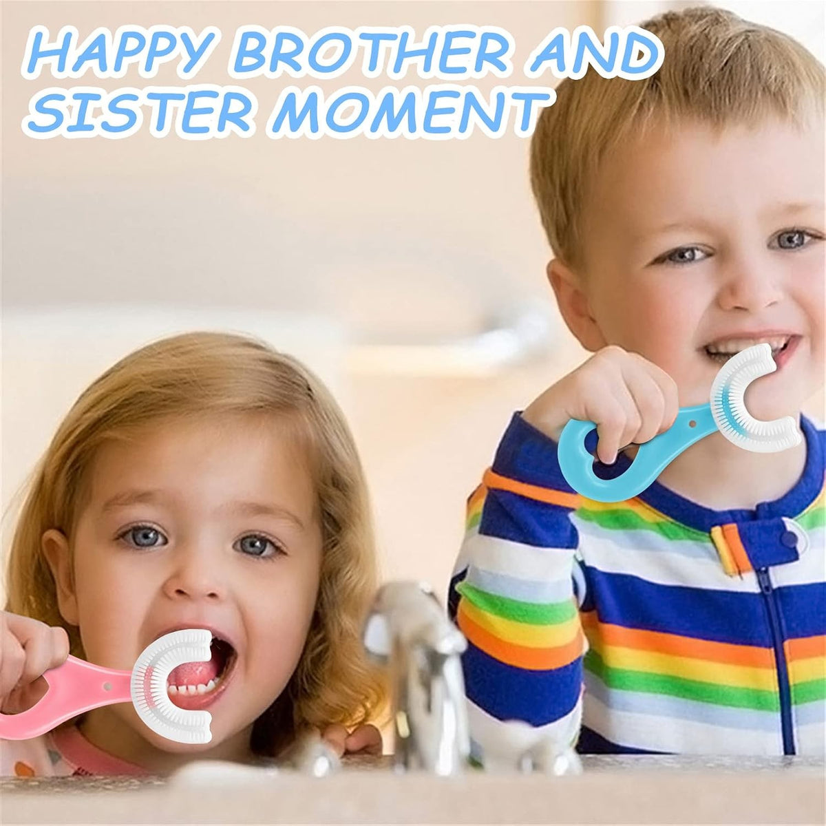 Kids U-Shaped Silicone Toothbrush 4 Pack - Gentle 360° Oral Cleaner