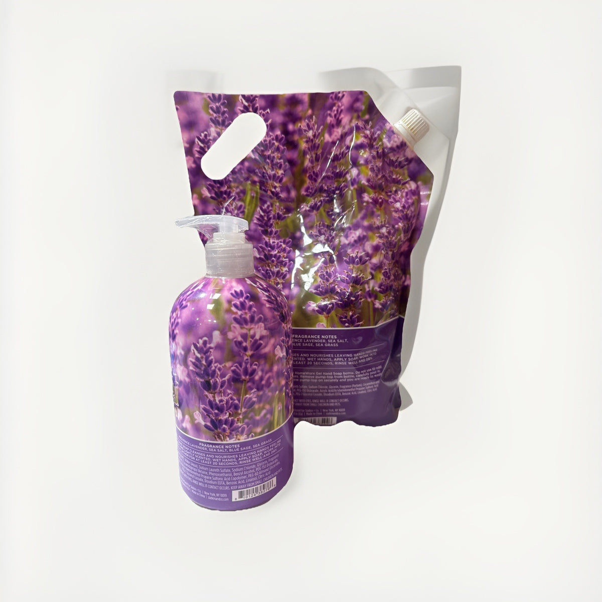 Liquid Hand Soap Set with Sea Salt Lavender Scent - 22oz & 64oz Refill