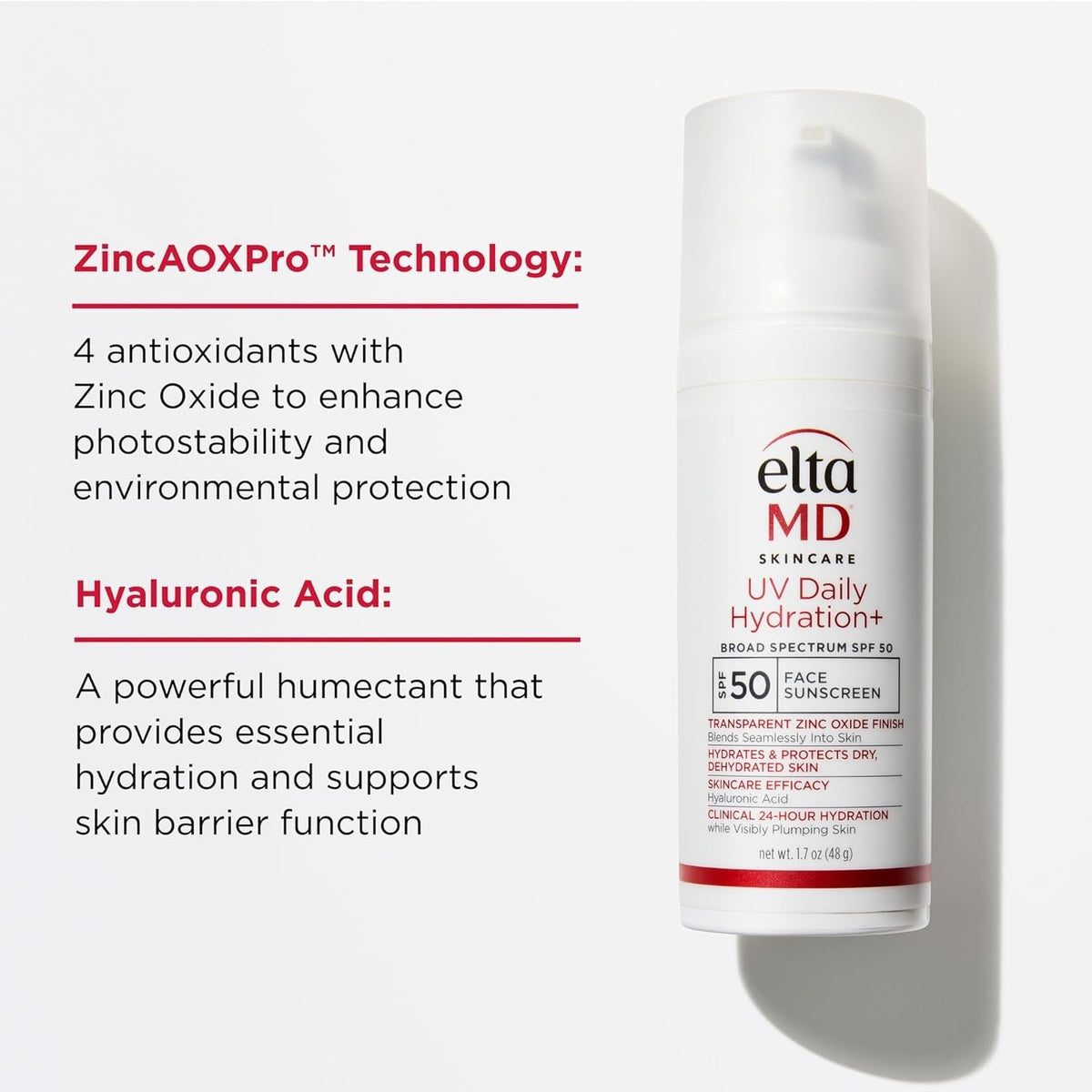 SPF 50 Face Sunscreen with Hydration Hyaluronic Acid - 1.7oz, Broad Spectrum
