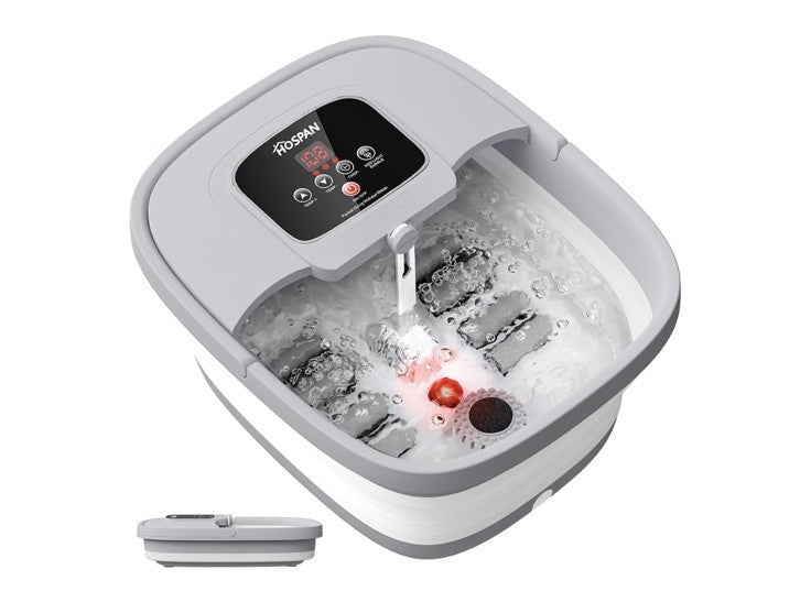 Collapsible Foot Spa with Heat Bubbles Red Light Therapy Portable Foot Bath