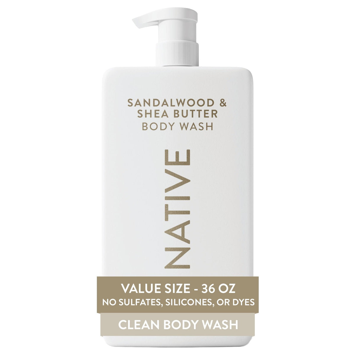 Native Sandalwood & Shea Butter Body Wash - 36 Fl Oz, Gentle & Vegan