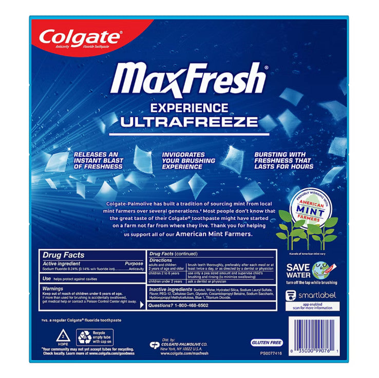 Colgate MaxFresh Cool Mint Fluoride Toothpaste - 7.3oz x 5 Pack