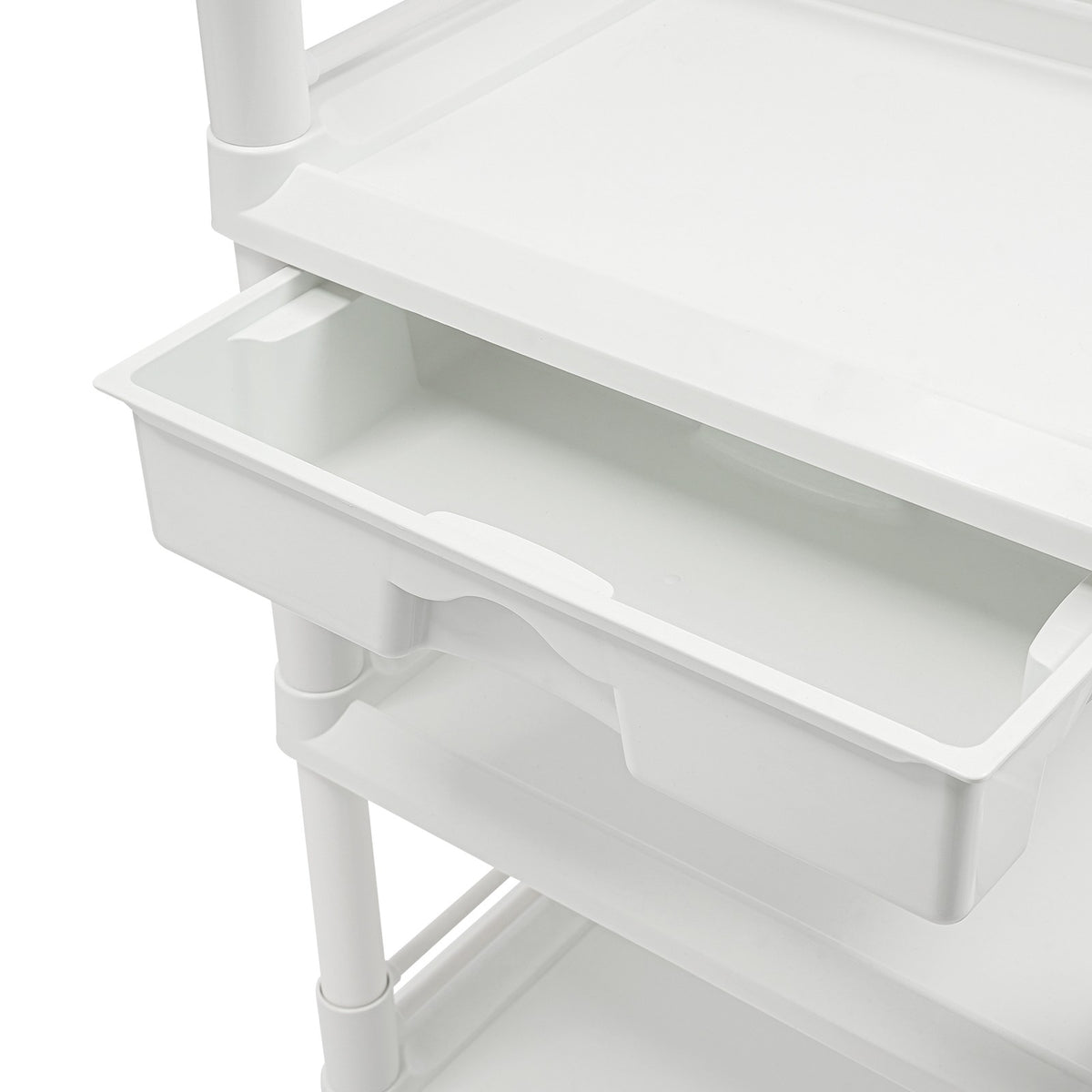 Salon Mobile Storage Cart with 3 Shelves and 2 Garbage Bins - White