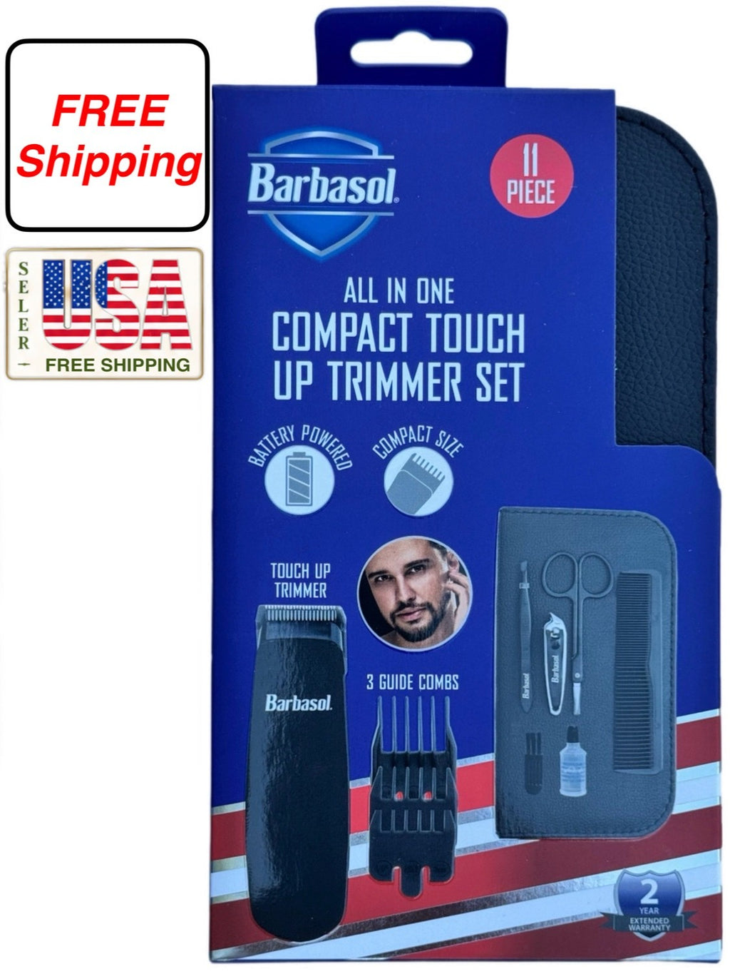 All-In-One Personal Grooming Trimmer Set with Travel Case - 11 Pieces