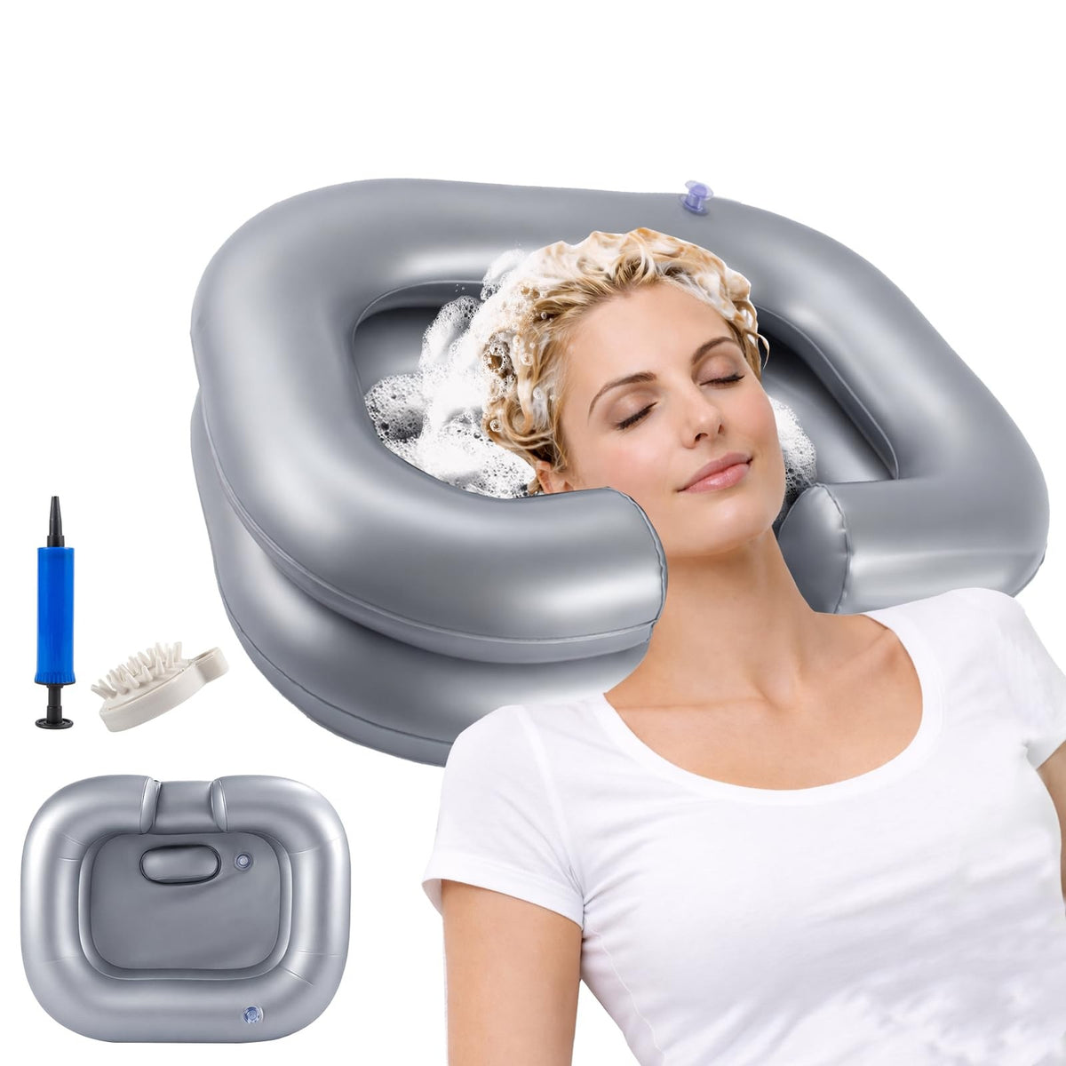 Inflatable Portable Shampoo Basin for Bedridden & Disabled Care