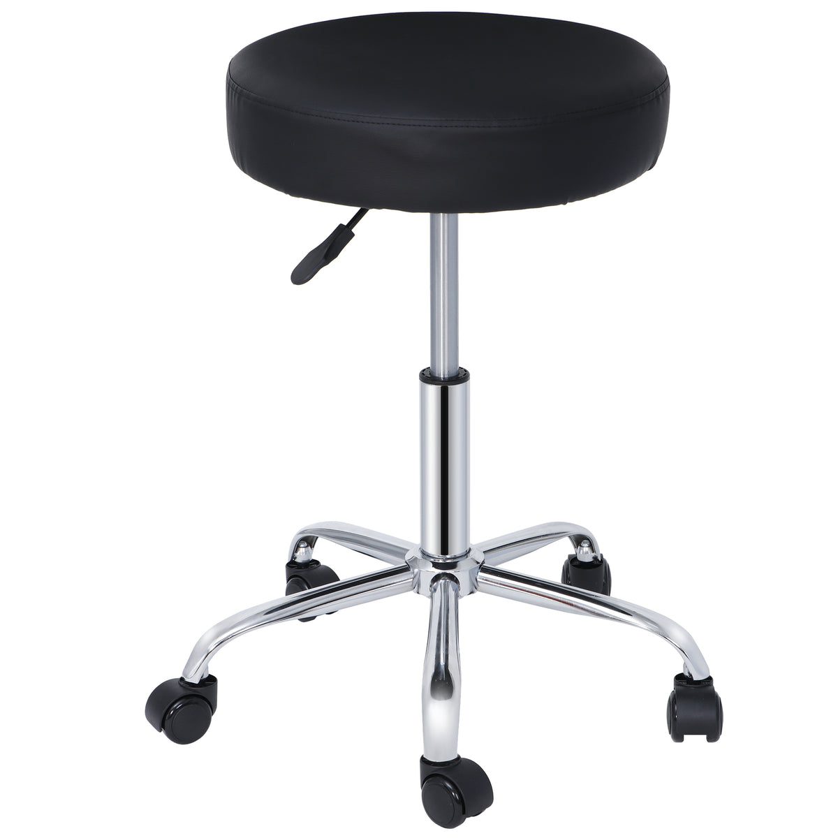 Adjustable Black PU Leather Salon Stool with Swivel & Gas Lift