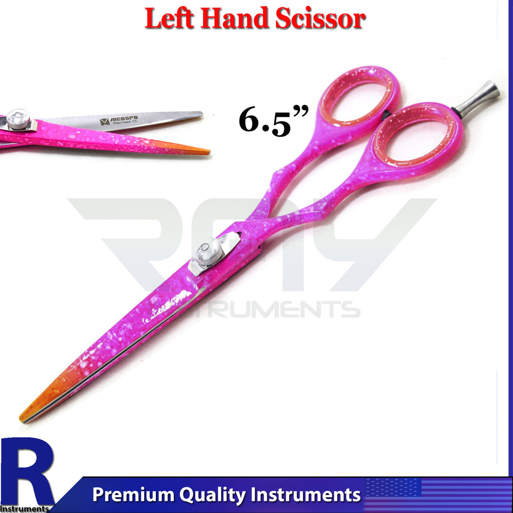 Left Hand Hairdressing Scissors Salon Hair Cutting Shears Pink 6.5"