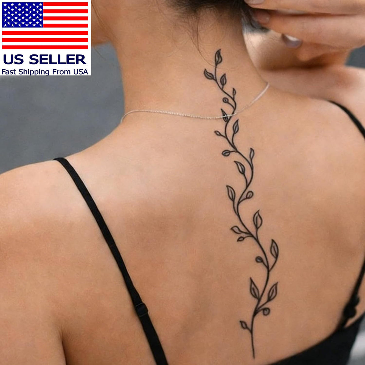 Temporary Tattoos for Women & Teens – 12 Sheet Long-Strip Branch Flower Leaves