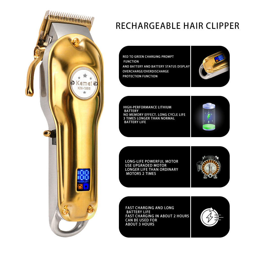 Professional Cordless Hair Clippers Trimmer for Beard & Hair Cutting - All Metal Body