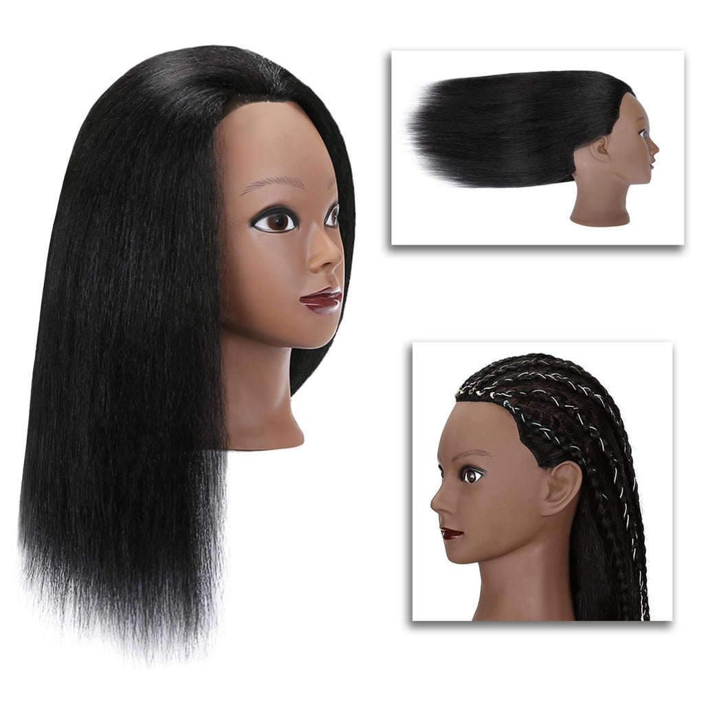 14-Inch Real Hair Mannequin Head for Cosmetology Training & Hair Styling