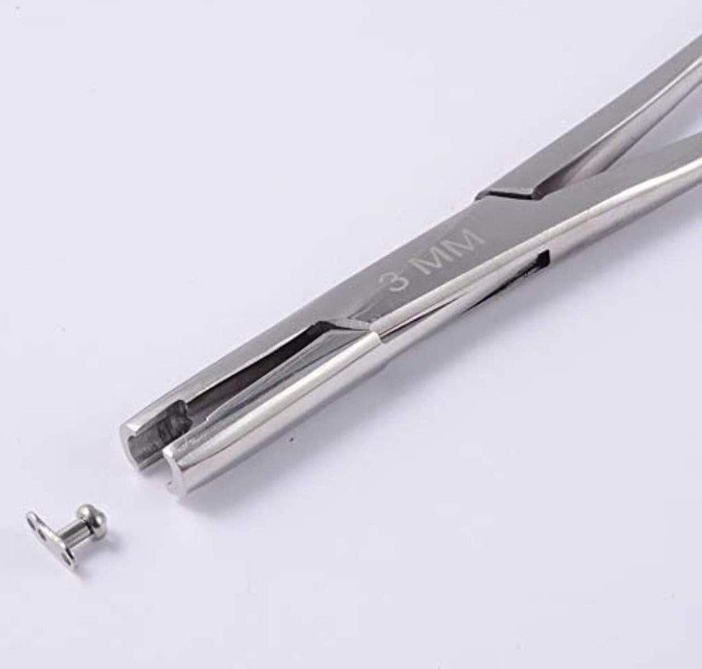 5.5in Micro Dermal Anchor Tube Insertion Hemostat Forceps - 3mm Hole Piercing Tool