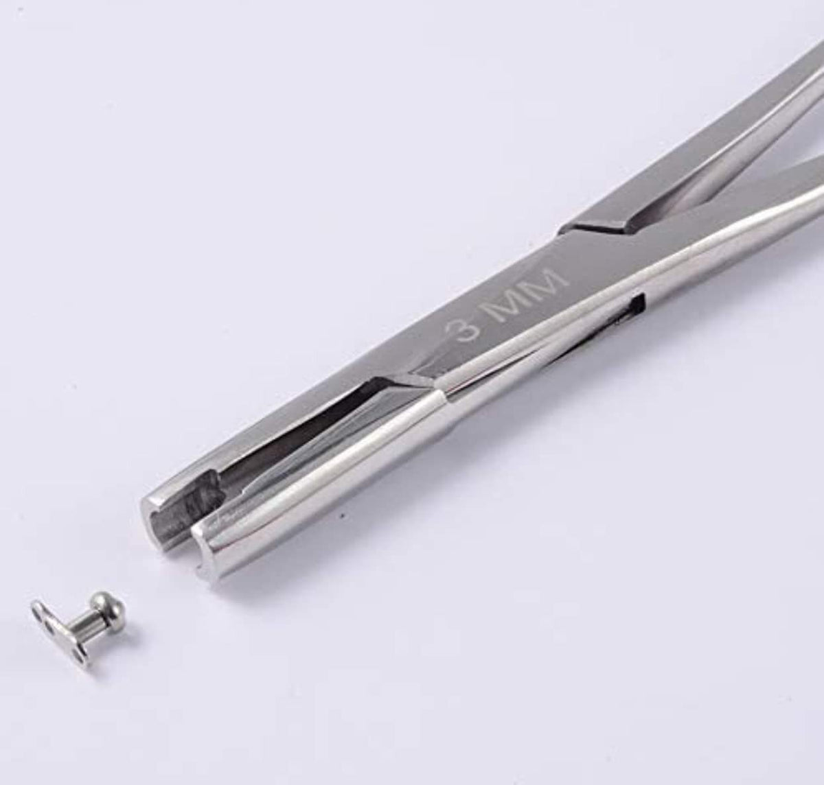 5.5in Micro Dermal Anchor Tube Insertion Hemostat Forceps - 3mm Hole Piercing Tool