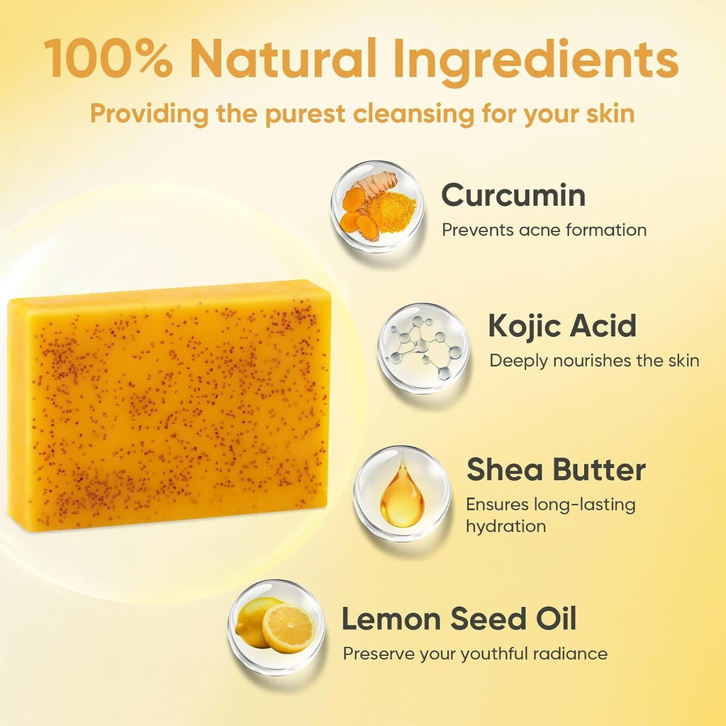 Turmeric Soap for Face and Body - Natural Brightening & Moisturizing 3.5 Oz (Set of 5)