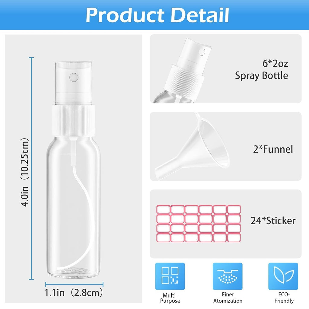 TSA Approved 1oz Travel Spray Bottle Set - Leak-Proof, Refillable, 6 Pack