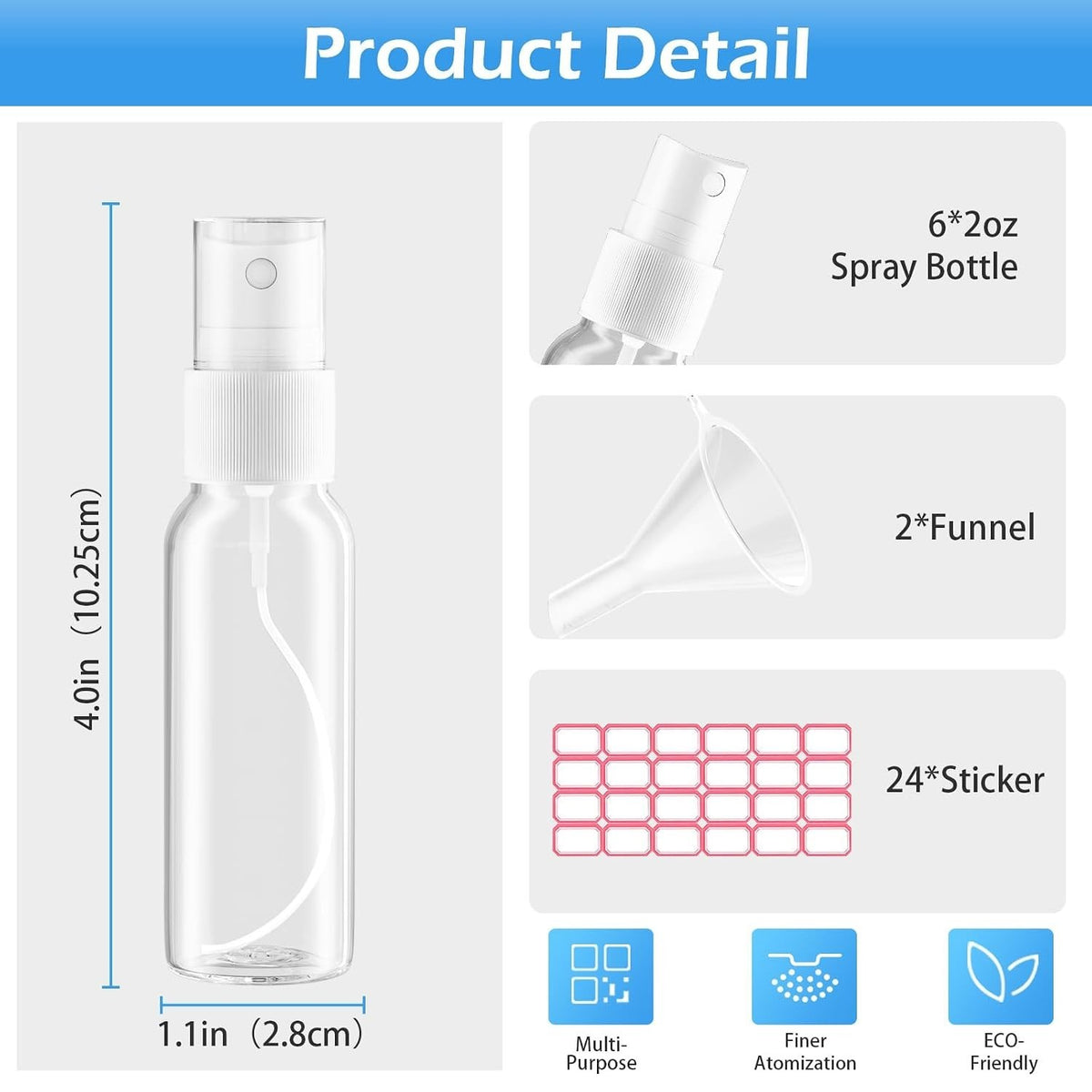 TSA Approved 1oz Travel Spray Bottle Set - Leak-Proof, Refillable, 6 Pack