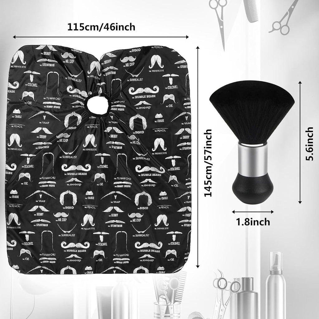 Professional Hair Cutting Cape with Neck Duster Brush Set for Barbershop & Home Use