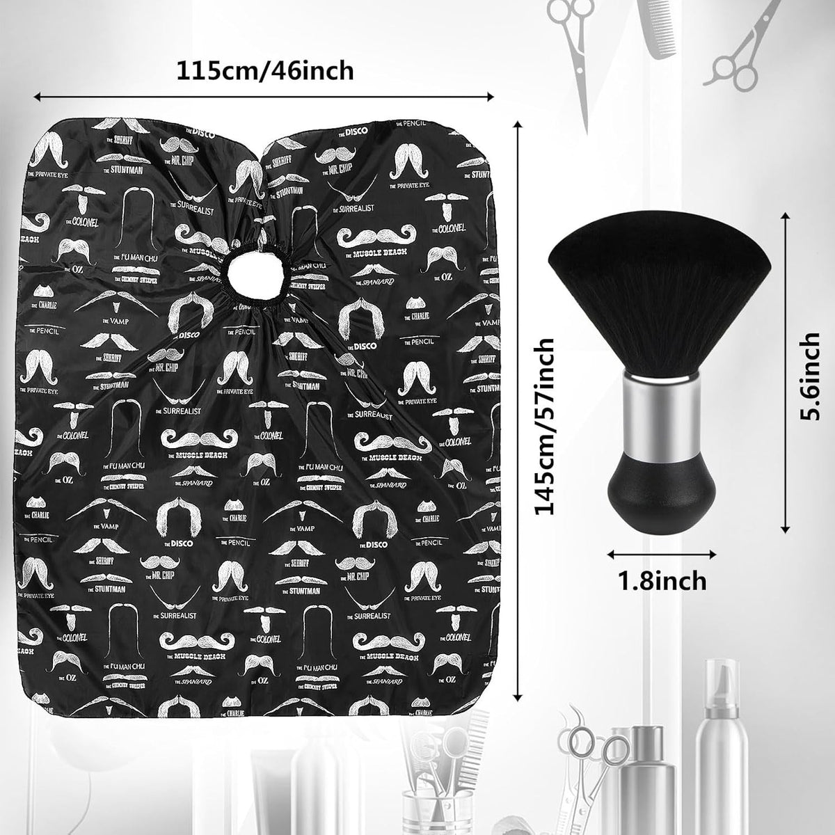 Professional Hair Cutting Cape with Neck Duster Brush Set for Barbershop & Home Use