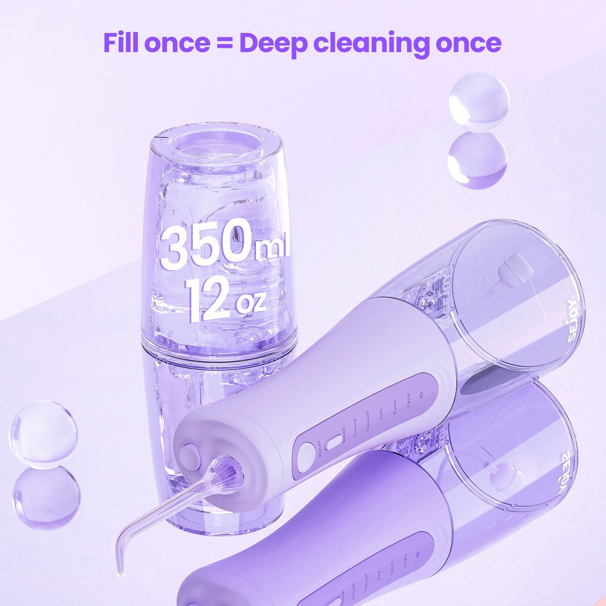 Cordless Water Flosser for Teeth Deep Cleaning Oral Irrigator with 6 Jet Tips