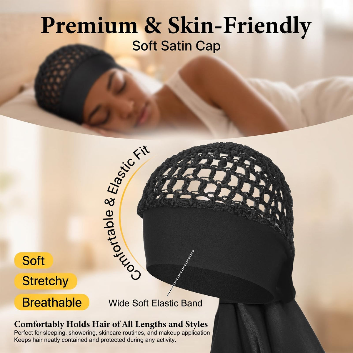 Silk Press Wrap Cap - Satin Hair Wrap for Protective Styling