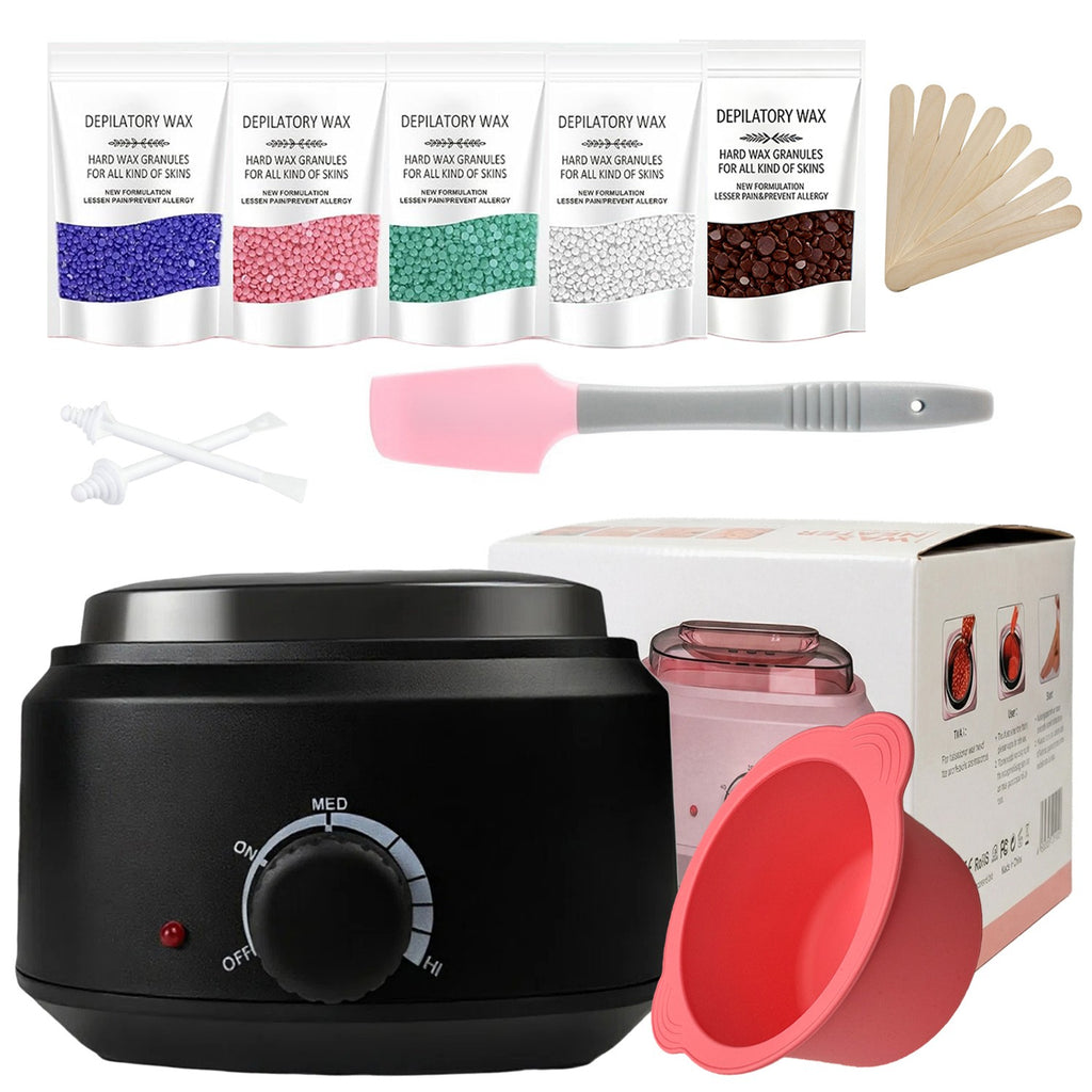 Electric Wax Heater Warmer Kit for Hair Removal - 500g Hard Wax Beans & Accessories
