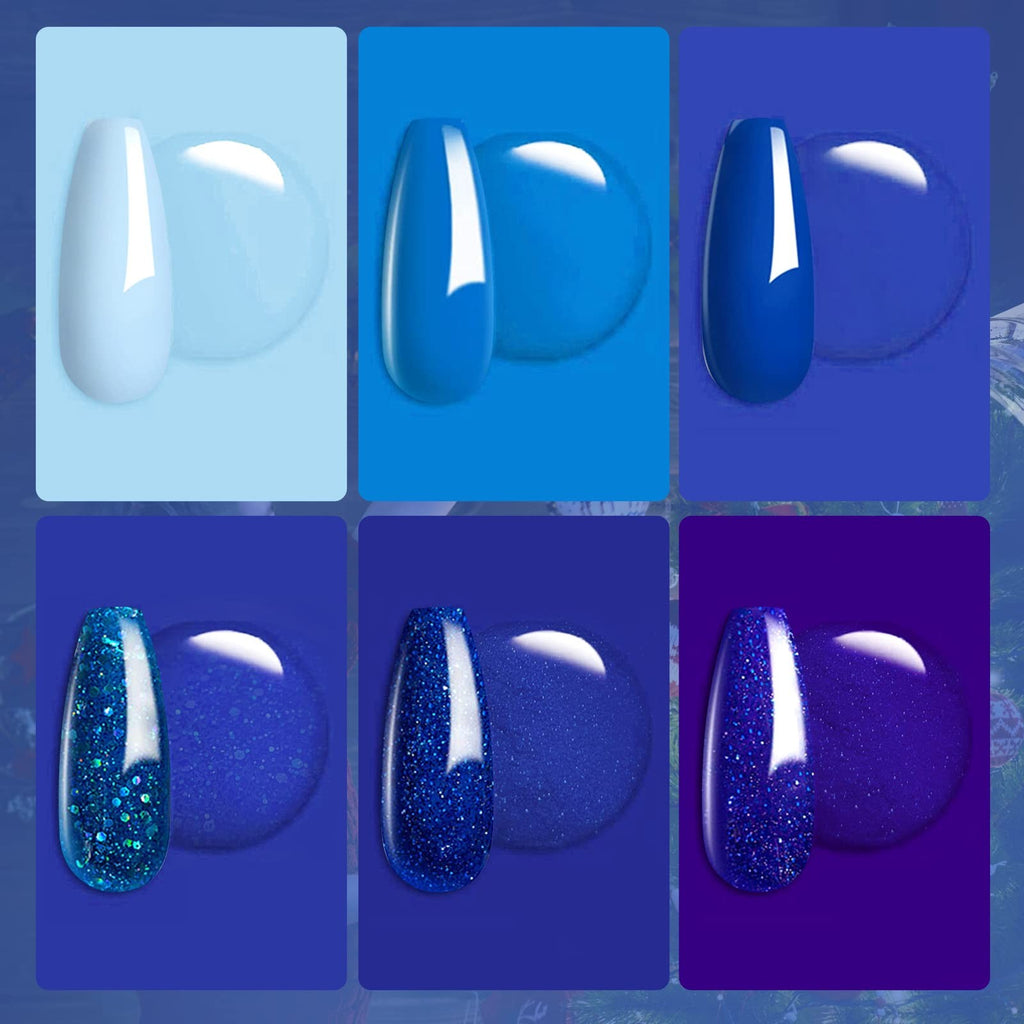 6 Colors Dip Powder Set for Nails - Glitter Glossy Nail Polish Alternative